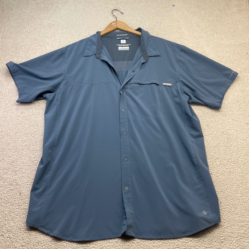 Columbia Shirt Mens XXL Blue Omni-Freeze Zero AM1477 Short Sleeve Hiking Outdoor